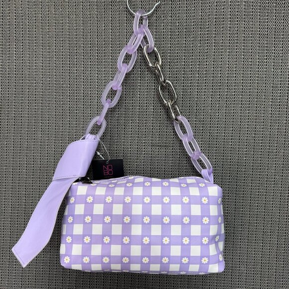 Knotted Shoulder Bag Lavender Sunrise Gingham By No Boundaries  One Size - Picture 1 of 6